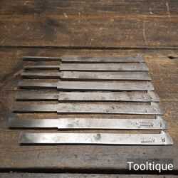 Vintage Complete Set 1-8 Numbered Marples & Sons Plough Plane Irons