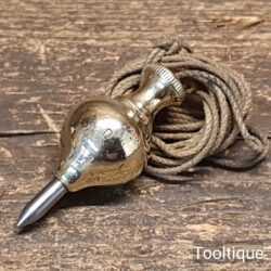 Vintage Size 0 Small Solid Brass Bodied Steel Tipped Plumb Bob - Refurbished