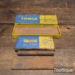 3 No: Vintage Norton India Oil Slip Stones - Good Condition