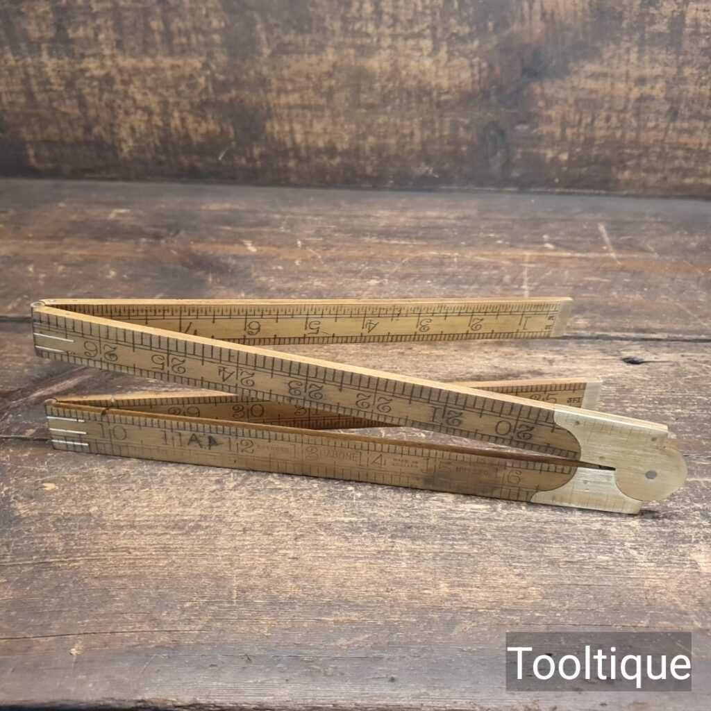 Vintage Rabone Boxwood and Brass No: 1380 Four-Fold Rule