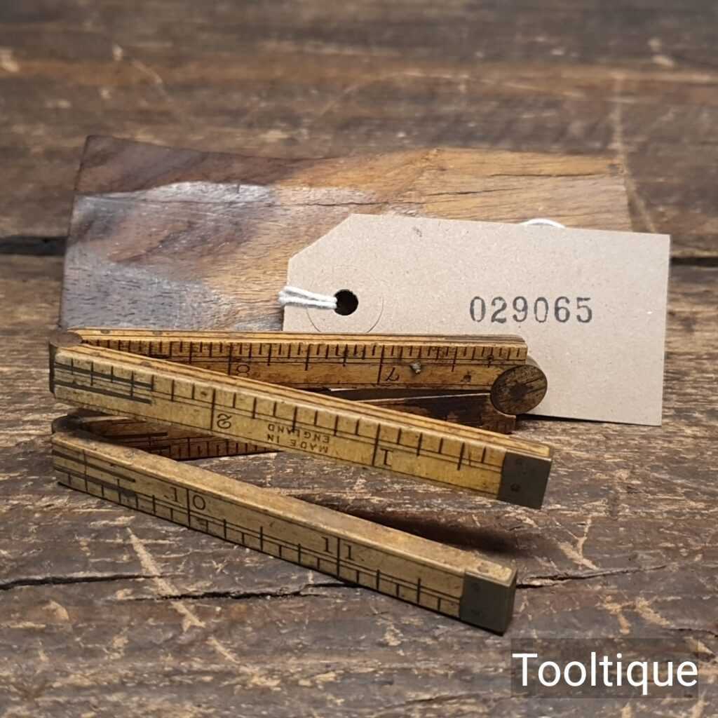 Vintage 12” Hockley Abbey No: 1150 Boxwood Brass Four-Fold Rule