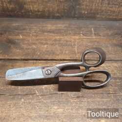Unusual Vintage 8” Leatherworking Heavy Duty Scissors With One Serrated Edge