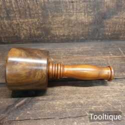 Bespoke Hand Wood-Turned Reclaimed Old Lignum Vitae Mallet London Plain Handle