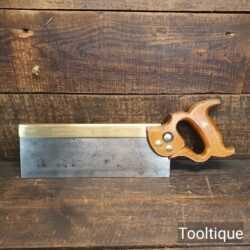 T29846 – Vintage 12” Tyzack Turner No: 120 brass back tenon saw 13TPI fully refurbished & sharpened ready for use and in good used condition.