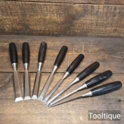 Vintage Set 8 No: Stanley 5001 Bevel Edge Chisels - Fully Refurbished Tor Use
