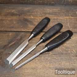 3 No: Vintage Sandvik Bevel Edge Chisels - Fully Refurbished Ready Tor Use