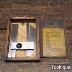 Vintage Boxed Moore & Wright No: 404 Silver Steel Adjustable Square with Extra Rules