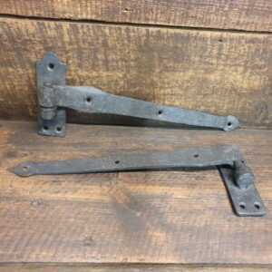 Vintage Pair of Hand Forged Wrought Iron Hinges