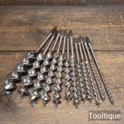 12 No: Vintage Carpenters Brace Bits Refurbished & Sharpened Ready To Use