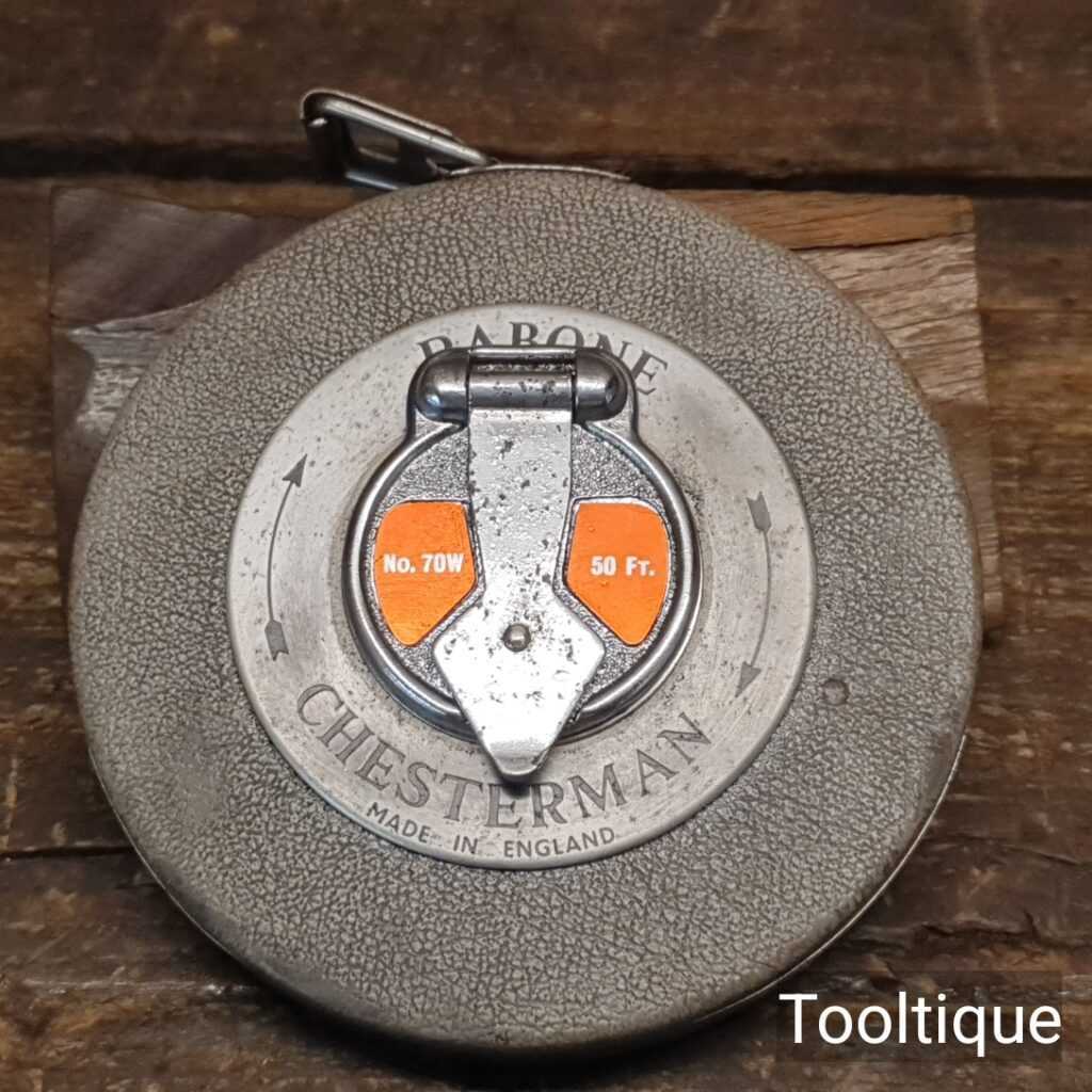 Vintage 50ft Chesterman No: 70W Imperial Steel Tape Measure - Good Condition
