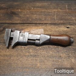 Vintage 8” Adjustable Wrench with Beechwood Handle - Good Condition