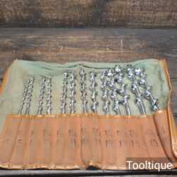 Vintage Set of 13 No: Ridgeway Twist Bits For Brace Canvass Roll -Sharpened