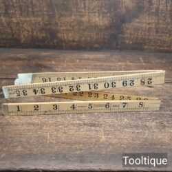 Vintage 2ft Boxwood & Brass Folding Rule - Good Condition