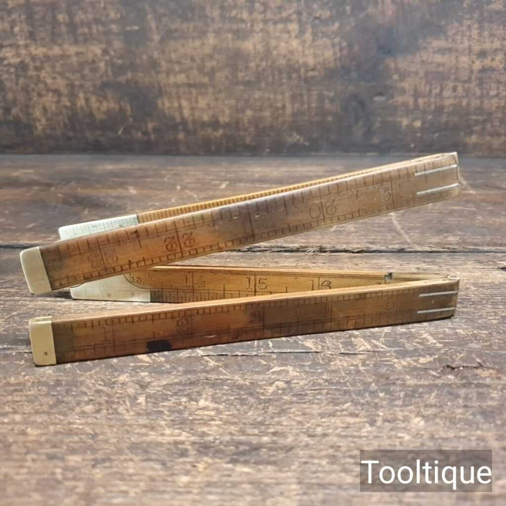 Vintage Rabone No: 2550 Fourfold Imperial Boxwood and Brass Rule