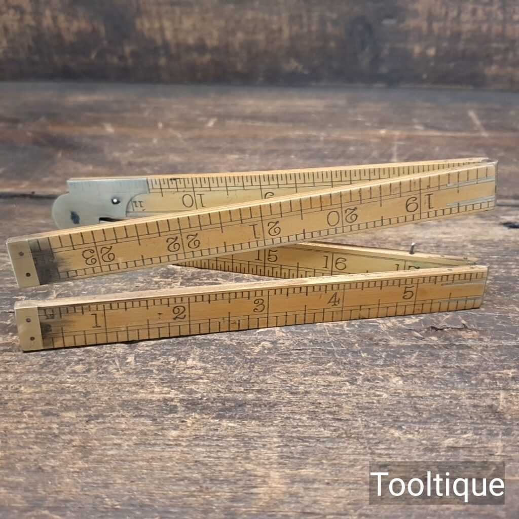 Vintage 24” Rabone No: 1377 Imperial Boxwood & Brass Four Fold Rule