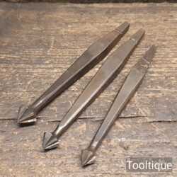 3 No: Vintage Countersink Different Sized Brace Bits - Good Condition