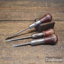 3 No: Vintage English Ratchet Screwdrivers - Refurbished Ready To Use