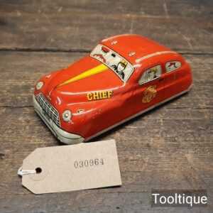 Vintage MET-Fire-MT3322 Mettoy Tinplate Fire Chief Car MT 3322 Vintage MET-Fire-MT3322 Mettoy Tinplate Fire Chief Car MT 3322