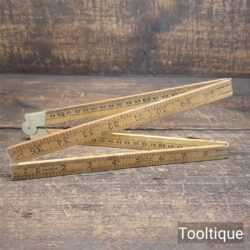 Vintage Boxwood & Brass Imperial Metric Folding Rule - Good/Fair Condition