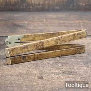 Vintage John Rabone Boxwood & Brass Imperial folding Rule - Fair Condition Vintage John Rabone Boxwood & Brass Imperial folding Rule - Fair Condition