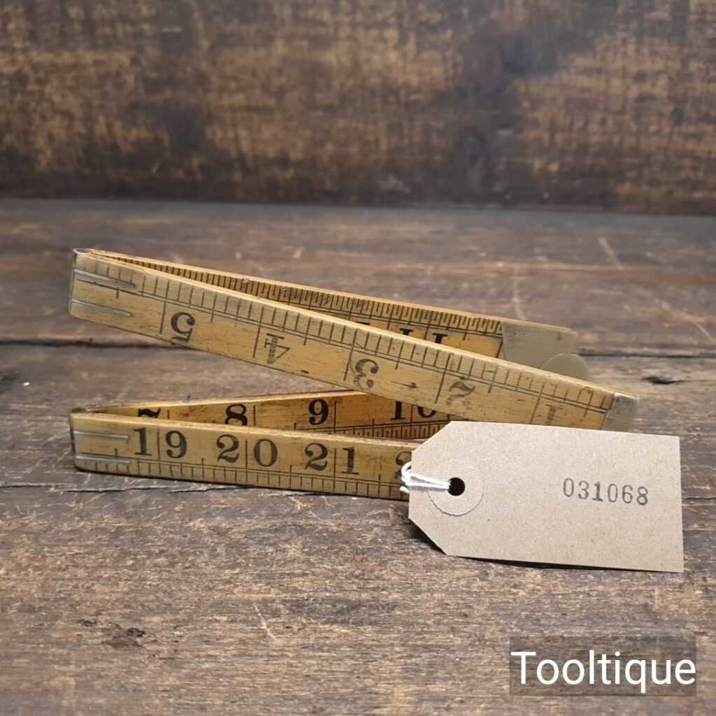 Vintage John Rabone No: 1167 Boxwood & Brass Imperial folding Rule - Fair Condition
