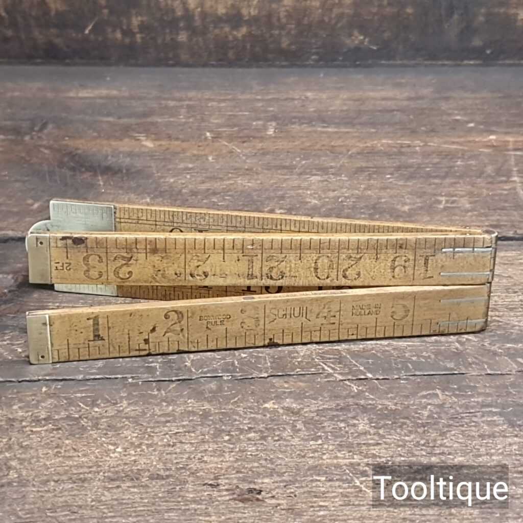 Vintage Schuil No: BM2 24” Boxwood and Brass Folding Rule