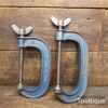Vintage 5” + 6” Record England fine threaded cast steel G Clamps, refurbished