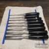 Vintage Set 8 No: Stanley England No: 5001 Bevelled Edge Chisels - Fully Refurbished