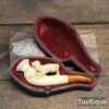 Vintage Meerschaum Pipe Carved Dog in Original Case - Good Condition
