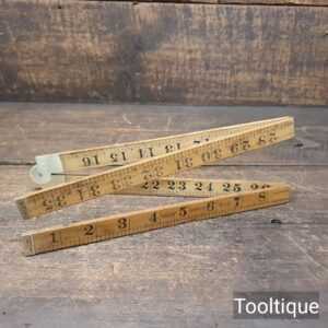 Vintage 36” Rabone No.1167 Four-Fold Boxwood Brass Rule - Good Condition