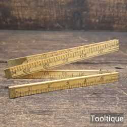 Crisp vintage 24” Rabone No.1375 Four-Fold Boxwood Brass Rule - Good Condition