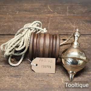 Vintage European Stone Masons large 4 ¾” Brass Plumb Bob - Good Condition