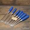 Vintage Set of 7 No: Marples Blue Chip Bevelled Edge Chisels - Fully Refurbished