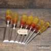 Vintage Set of 7 No: Marples Shamrock M373 Bevelled Edge Chisels - Fully Refurbished