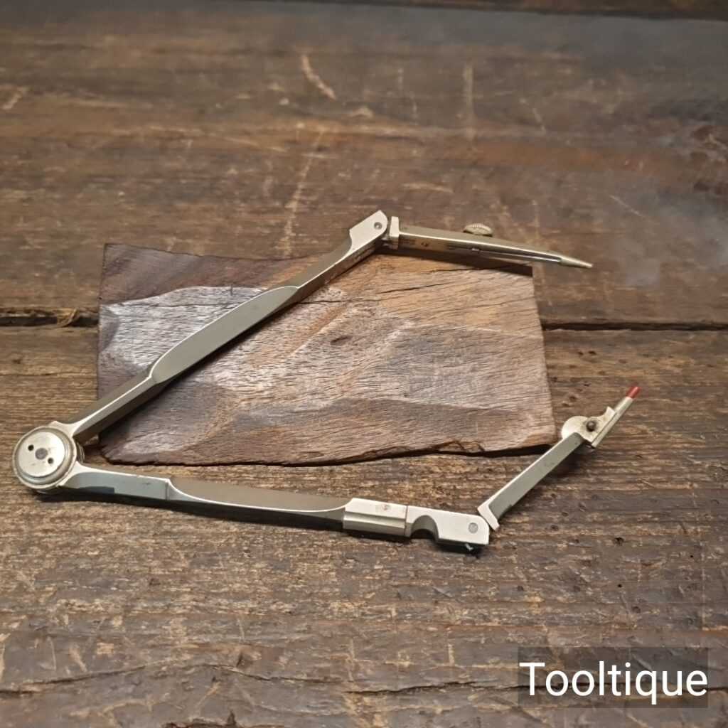Vintage Quality German Silver Angled Leg Compass Tool - Good Condition
