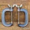 Vintage Pair of 3” Record Fine Threaded G Clamps - Good Condition