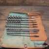 9 Genuine Antique Russell Jennings USA Carpenters Brace Auger Bits - Refurbished