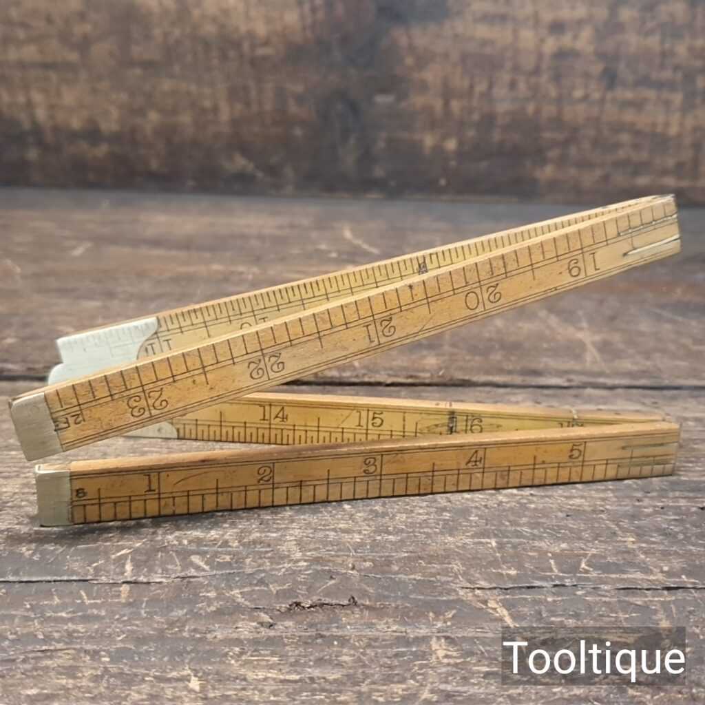 Vintage Rabone No: 1375 Boxwood & Brass 4-fold Imperial Rule - Good Condition