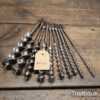 Vintage Selection of 10 No: Jennings Pattern Brace Auger Bits, sharpened ready for use