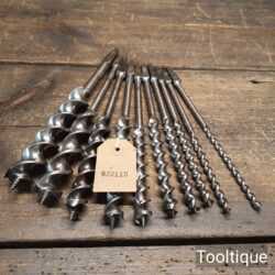 Vintage Selection of 10 No: Jennings Pattern Brace Auger Bits, sharpened ready for use