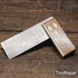Vintage 4 ½” Mahogany & Brass Carpenters Set Square - Refurbished For Use