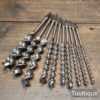 Vintage Selection 10 No: Jennings Pattern Carpenters Brace Auger Bits - Refurbished