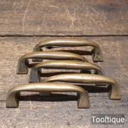 5 No: Vintage Solid Heavy Brass 4” Cabinet Handles - Good Condition