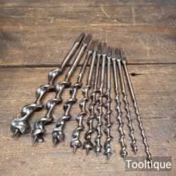 Vintage Selection 10 No: Irwin USA Pattern Carpenters Brace Auger Bits -Refurbished