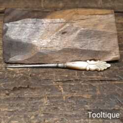 Vintage 4” Etui Crafting Pointed Awl with Decorative Mother Of Pearl Handle