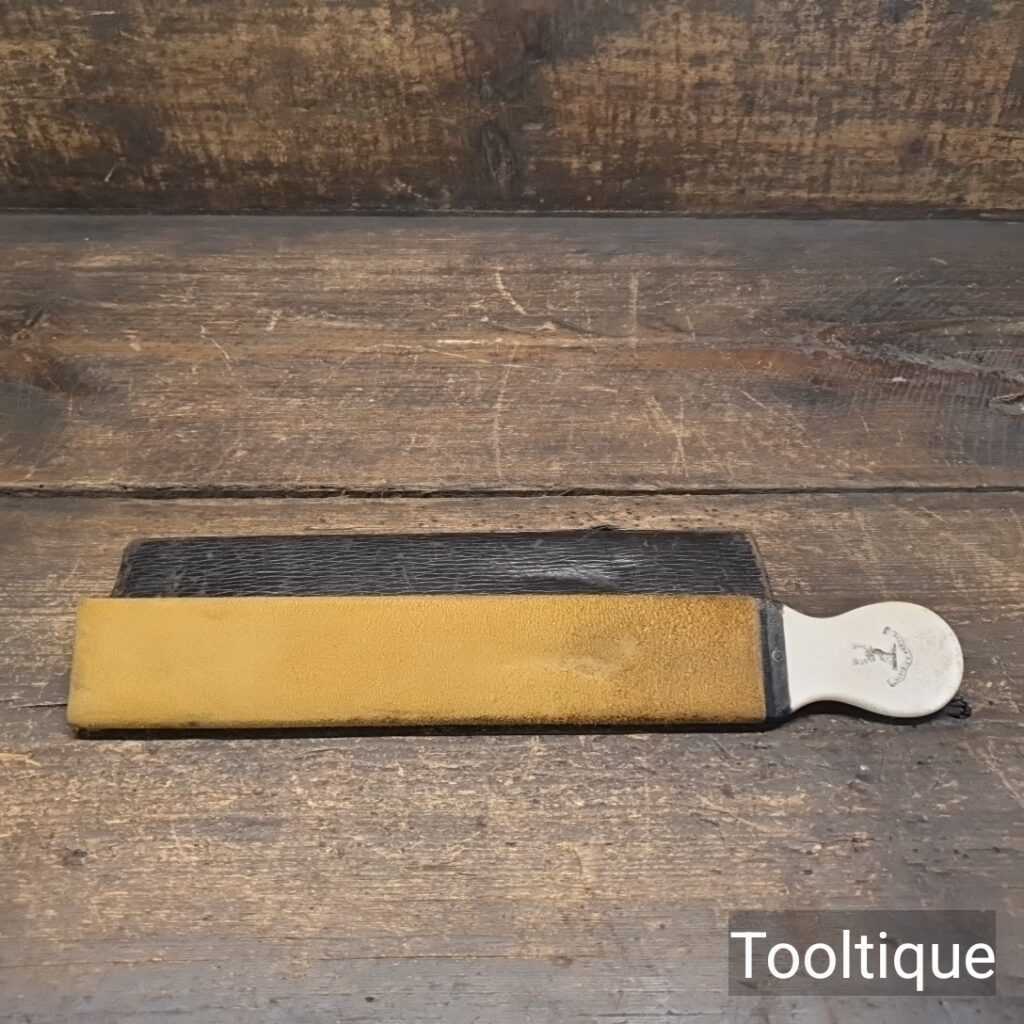 Antique 11” Razor Hone Leather Strop Mitis et Fortis (Gentle and strong)