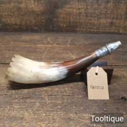 Antique Natural Bovine Hunting Horn with Fluted Edge & Silver Fittings