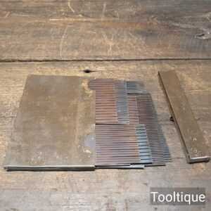 Vintage 10 No: String Steel Graining Comb set in a Metal Box in good used condition.
