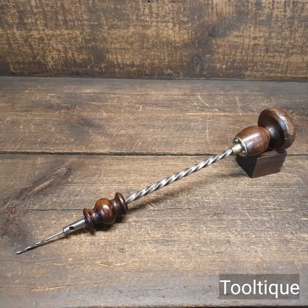 Vintage 12” Archimedes Hand Drill Beechwood Handles - Good Condition