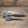 2 Vintage Footprint Sheffield Small Pipe Grip Wrenches 8” + 6” - Good Condition